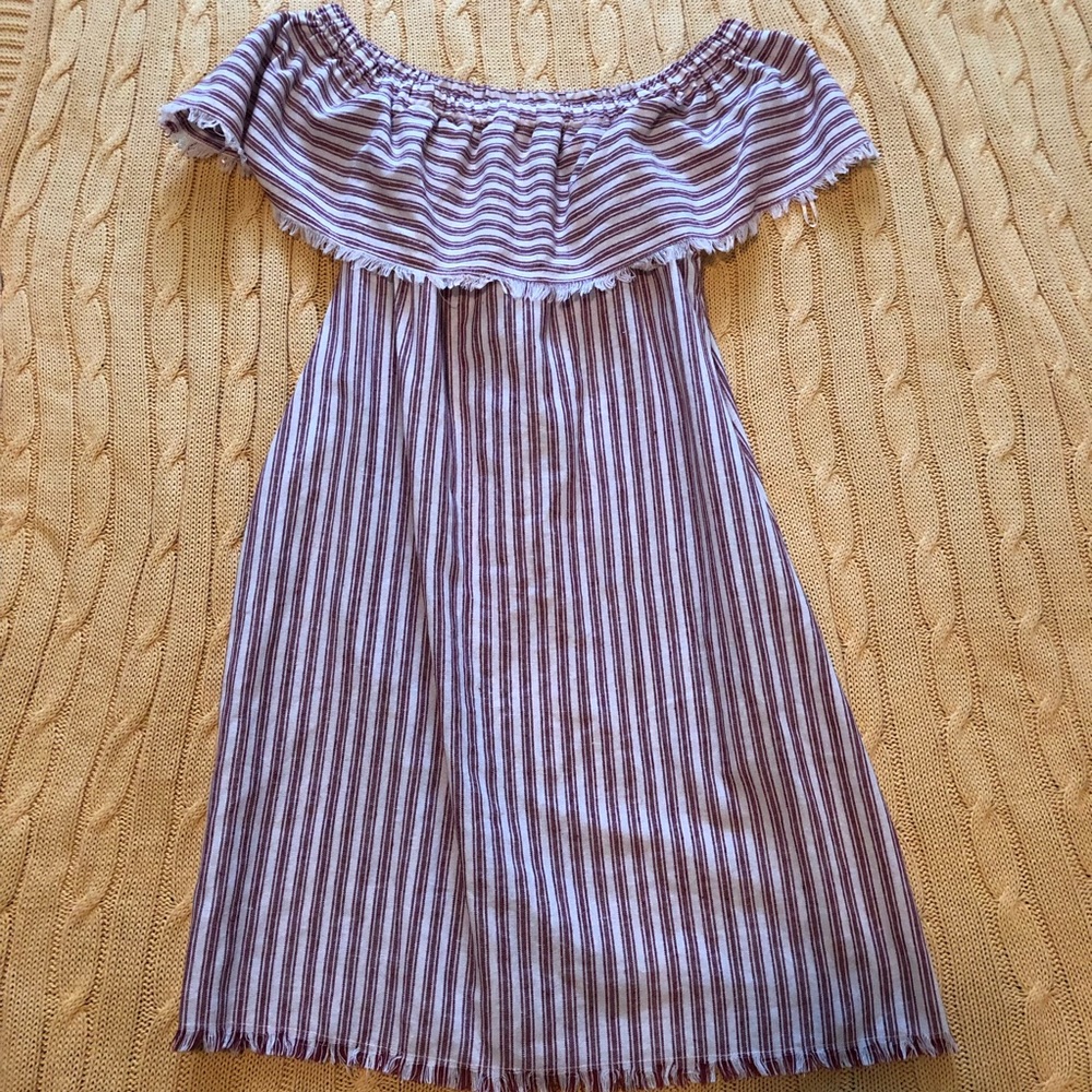 off the shoulder dress.